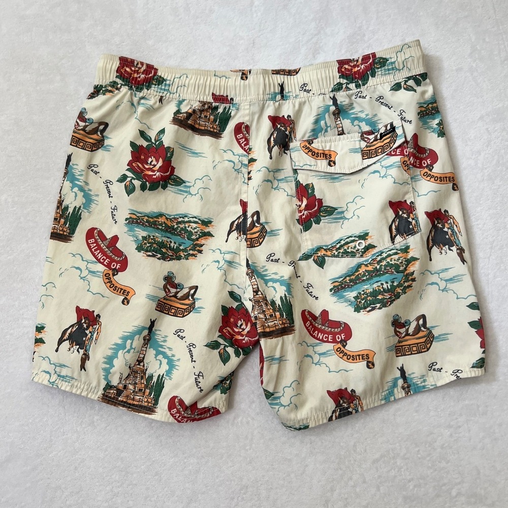 RVCA Shorts Cream Graphic Balance of Opposites Bullfighter XL